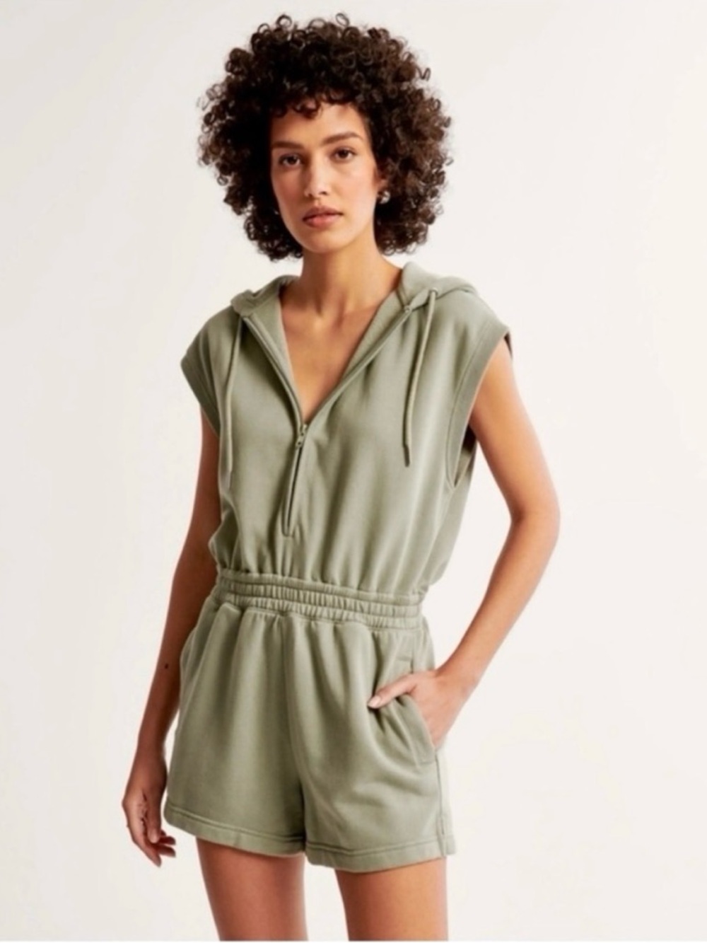 Abercrombie & Fitch Olive Green Hooded Romper